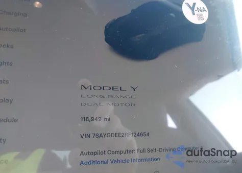 2024 Tesla Model Y Long Range Dual Motor All-Wheel Drive from USA, damaged, VIN 7SAYGDEE2RF124654